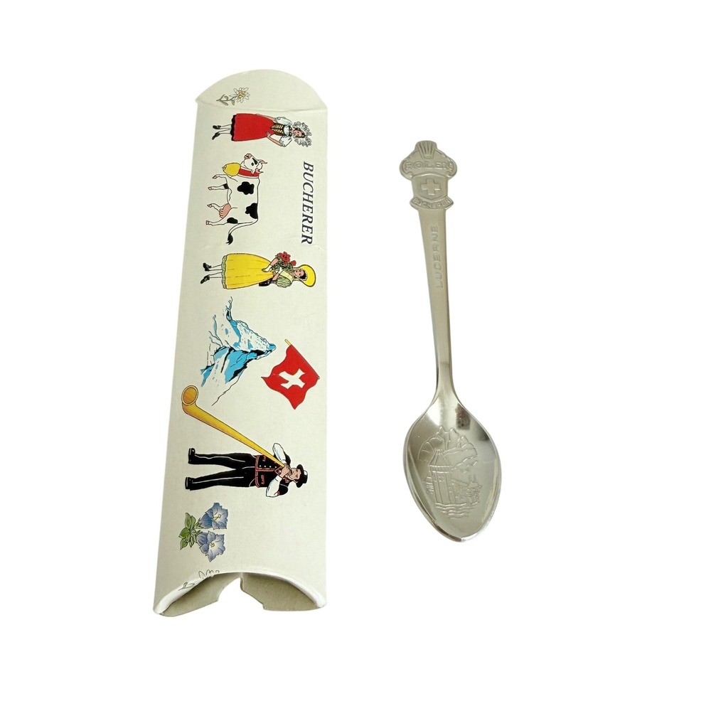 Rolex Bucherer Souvenir Spoon Lucerne Silver Tone Vintage Swiss Collector Item